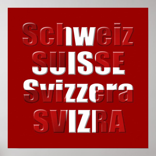 Schweiz Flagga Schweiz Officiell Language Gift Poster (Framsidan)