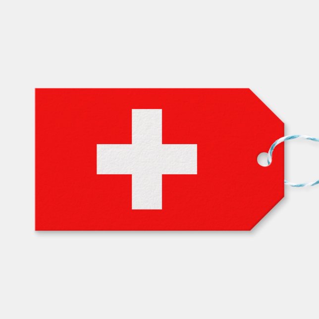 Schweiz Flagga (Schweiz) Presentetikett (Framsidan (Horisontell))