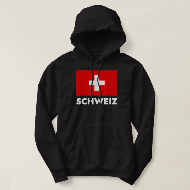 Schweiz Flagga Schweiz Suisse Swiss White Red Hoodie (Design framsida)
