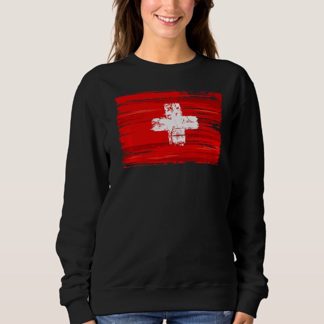 Schweiz Flagga Schweiz T Shirt (Framsida)