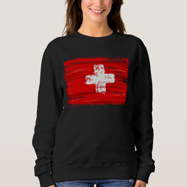 Schweiz Flagga Schweiz T Shirt (Framsida)