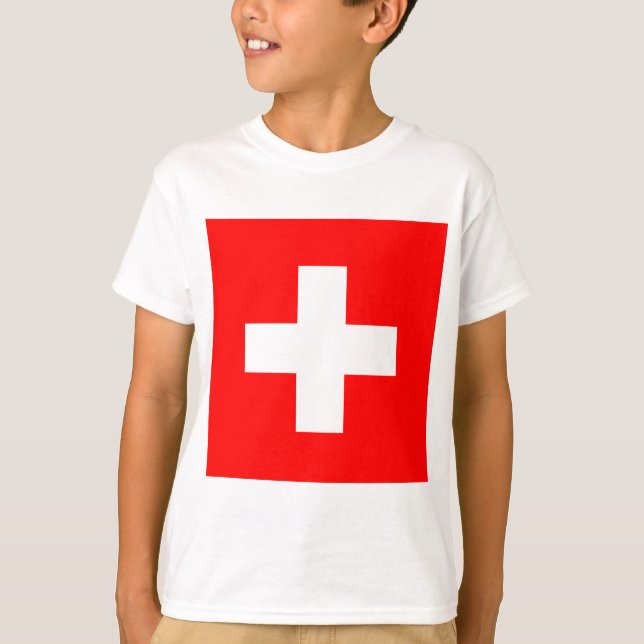 Schweiz Flagga (Schweiz) T Shirt (Framsida)