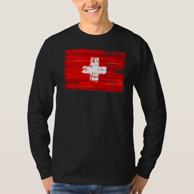 Schweiz Flagga Schweiz T Shirt (Framsida)