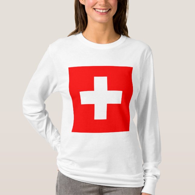 Schweiz Flagga (Schweiz) T Shirt (Framsida)