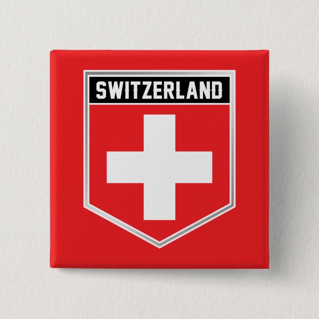 Schweiz Flagga Shield Knapp (Framsida)