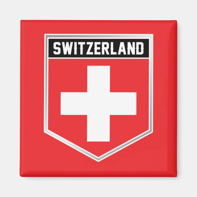 Schweiz Flagga Shield Magnet (Framsidan)