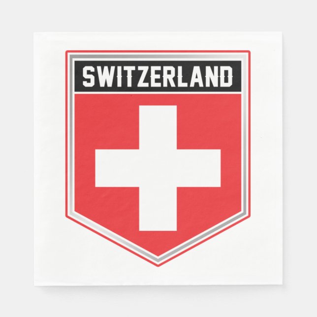 Schweiz Flagga Shield Pappersservett (Framsidan)
