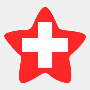 Schweiz Flagga Stjärnformat Klistermärke