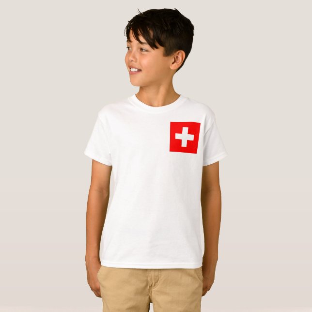 Schweiz Flagga T Shirt (Hel framsida)