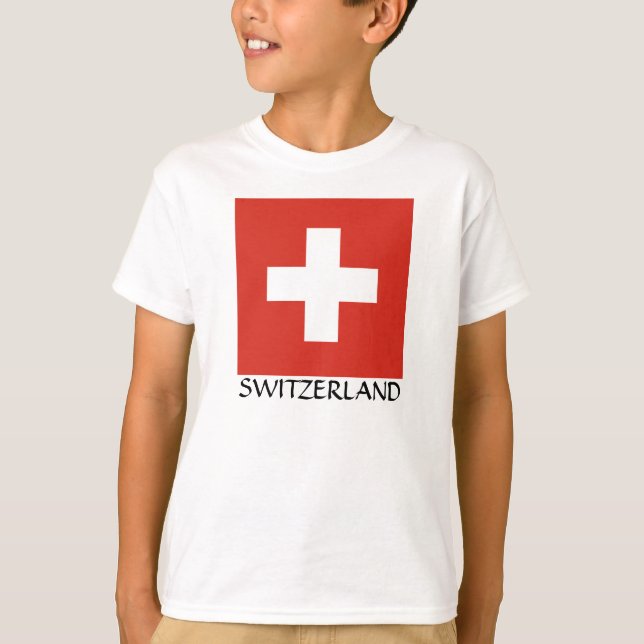 Schweiz Flagga T Shirt (Framsida)