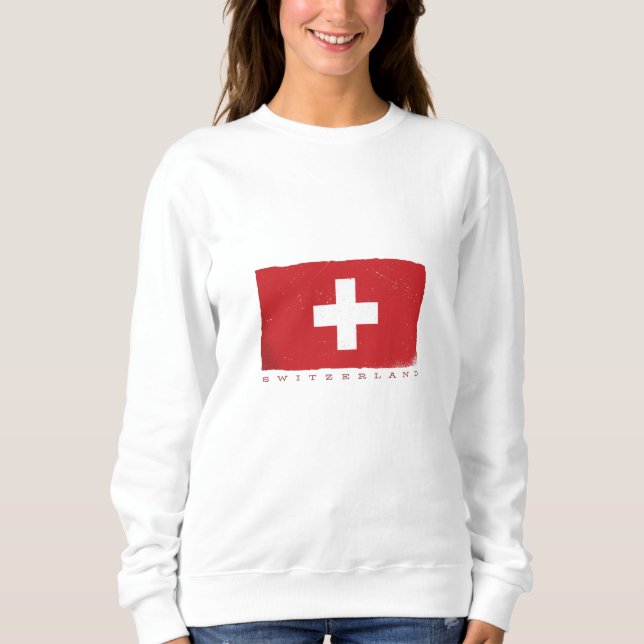 Schweiz Flagga T Shirt (Framsida)