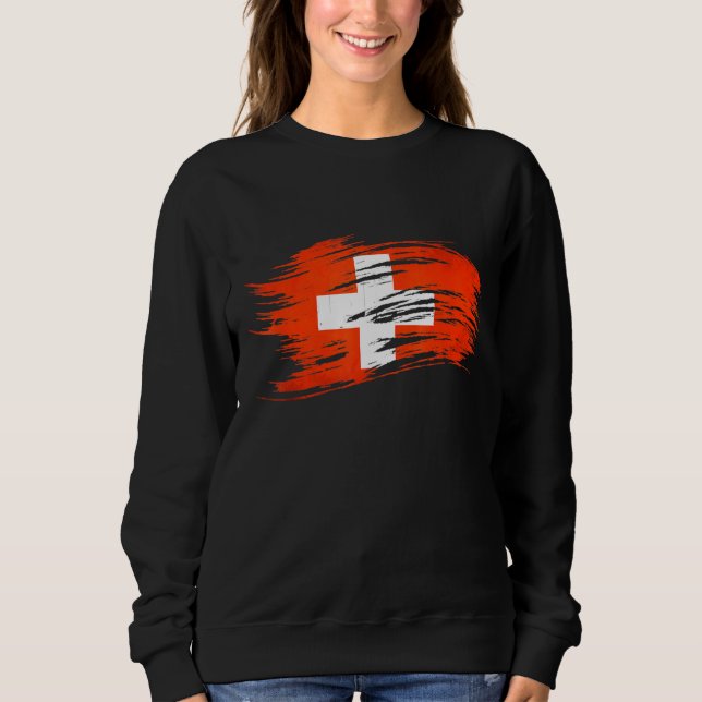 Schweiz Flagga T Shirt (Framsida)