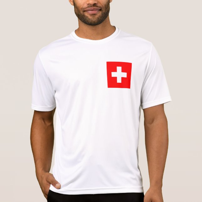 Schweiz Flagga T Shirt (Framsida)