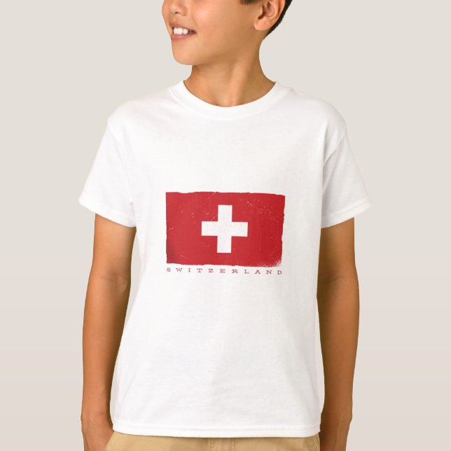 Schweiz Flagga T Shirt (Framsida)