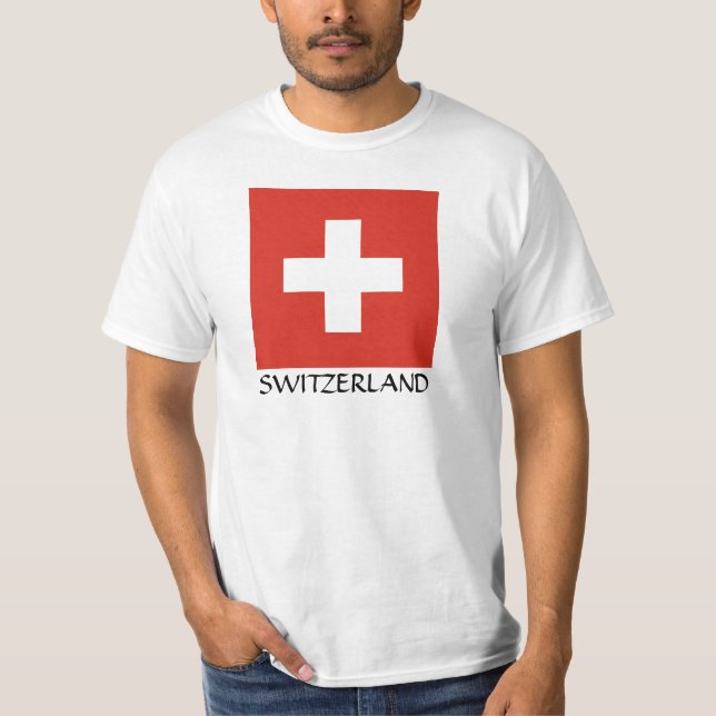 Schweiz Flagga Tee Shirt (Framsida)