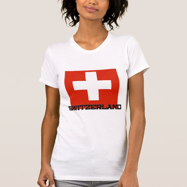 Schweiz Flagga Tee Shirt (Framsida)