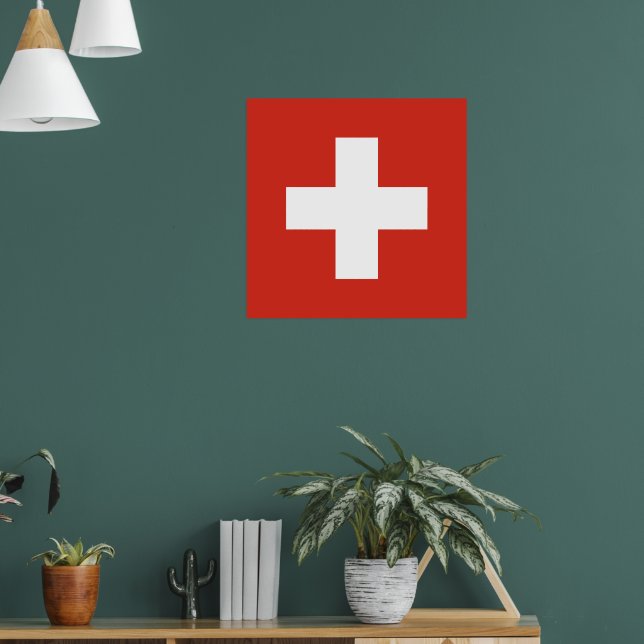Schweiz-flagga telefonnummer poster (Vardagsrum 1)