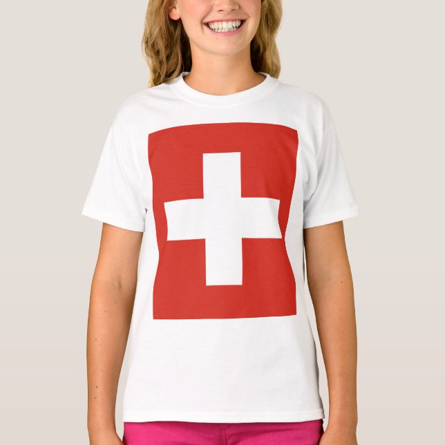 Schweiz-flagga telefonnummer t shirt (Framsida)