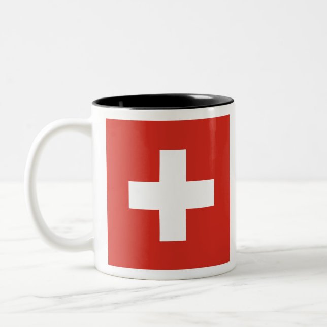 Schweiz flagga Två-Tonad mugg (Vänster)