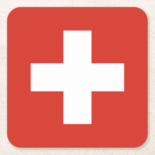 Schweiz Flagga Underlägg Papper Kvadrat