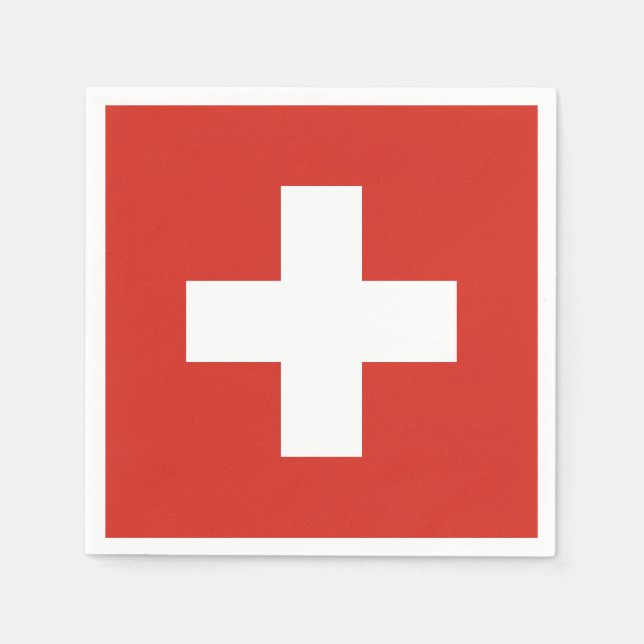 Schweiz flagga - vita kor pappersservett (Framsidan)