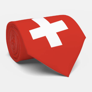 Schweiz flagga - vita kor slips