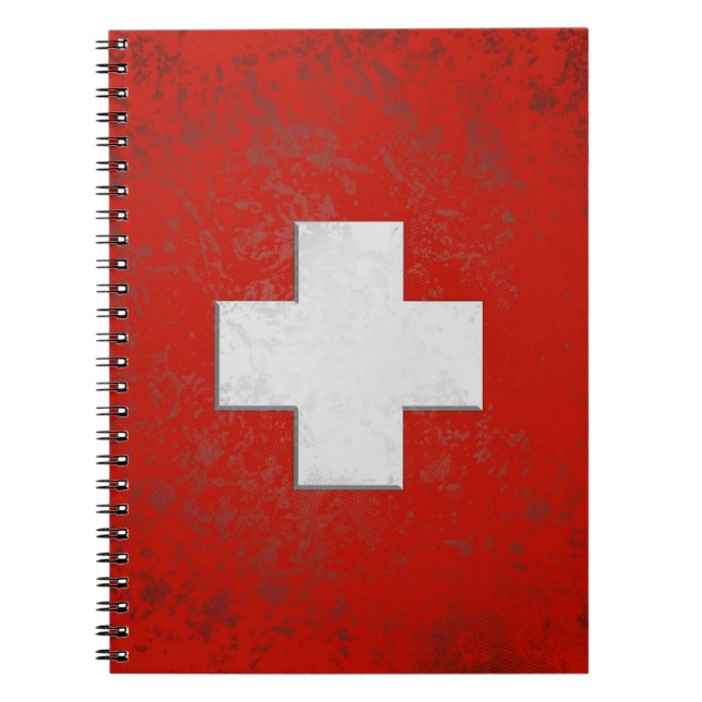 Schweiz Flagge Notizbuch Anteckningsbok Med Spiral (Framsidan)