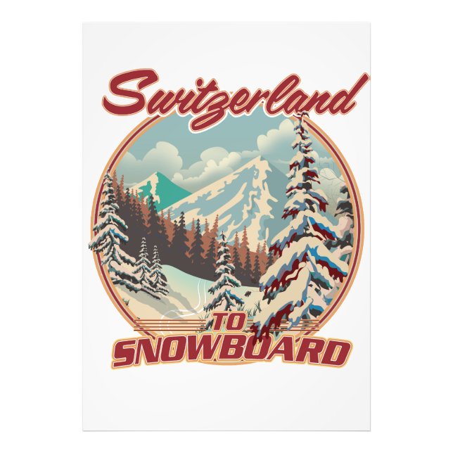 Schweiz för Snowboard Fototryck (Framsidan)