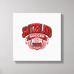 Schweiz Fotboll 2026 Fotboll Fet Land Typogr Canvastryck