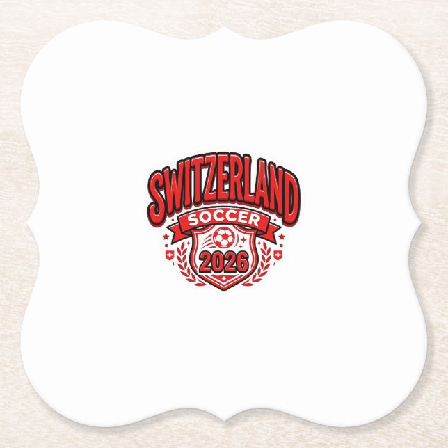 Schweiz Fotboll 2026 Fotboll Fet Land Typogr Underlägg Papper (Framsida)