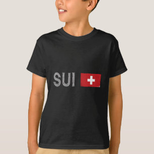 Schweiz Fotboll Fläkt Shirt Swiss Flagga T Shirt