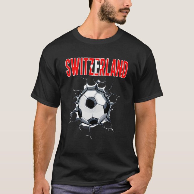Schweiz Fotboll i cracke Fläkt - schweiziska fotbo T Shirt (Framsida)