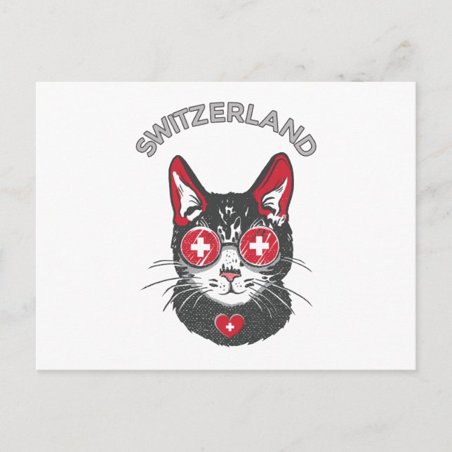 Schweiz Fotboll Katt Maskot Schweiz Fan flagga Vykort (Framsida)