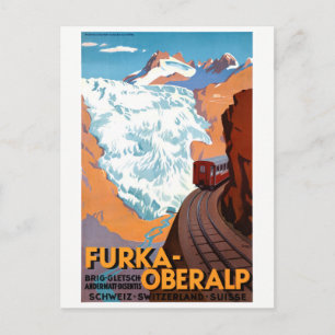 Schweiz Furka Oberalp Vintage affisch återställd Vykort