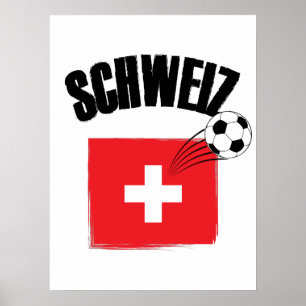 Schweiz Fussball Schweiz Flagga Poster