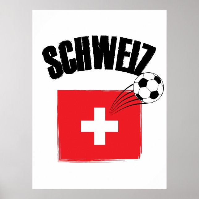 Schweiz Fussball Schweiz Flagga Poster (Framsidan)