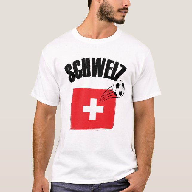 Schweiz Fussball Schweiz Flagga T Shirt (Framsida)