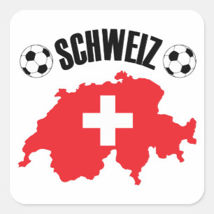 Schweiz Fussball Schweiz Karta Fyrkantigt Klistermärke
