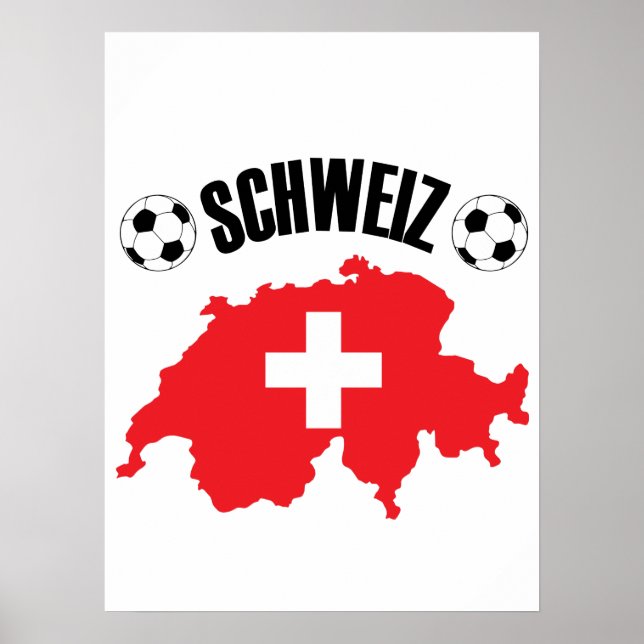 Schweiz Fussball Schweiz Karta Poster (Framsidan)