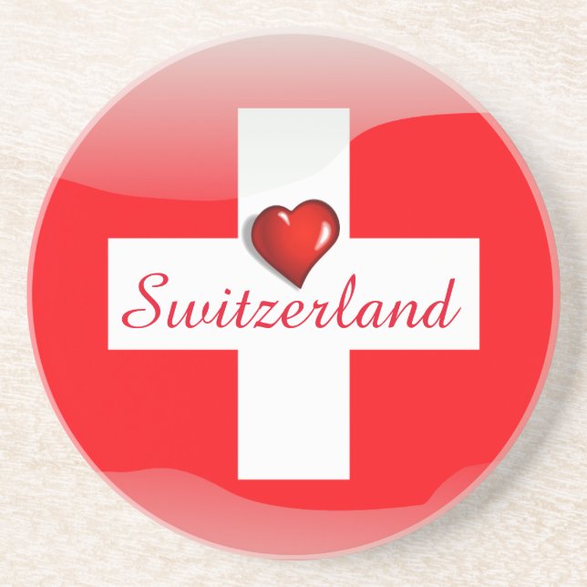 Schweiz glansig flagga underlägg (Framsidan)