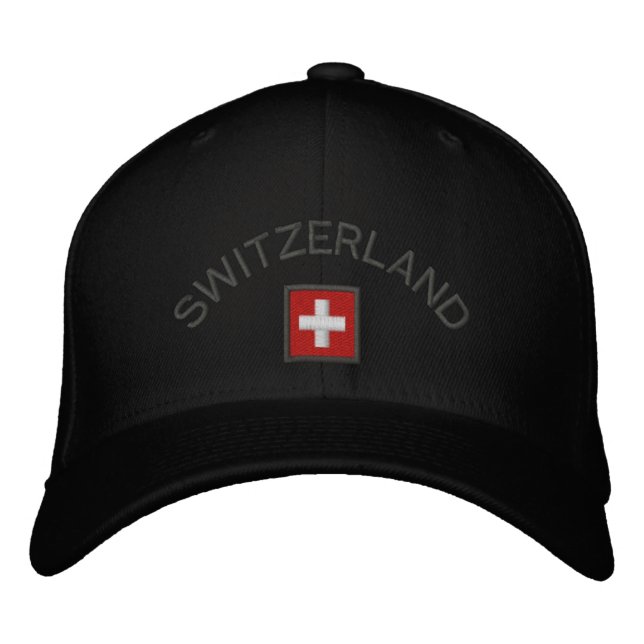 Schweiz Hat med Schweiz Flagga Broderad Keps (Framsida)