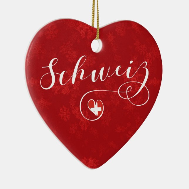 Schweiz Heart, Julgran Ornament, Schweiz Julgransprydnad Keramik (Höger)