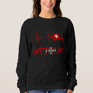 Schweiz Heartslag EKG Pulse Schweiz Schweiz Flagga T Shirt
