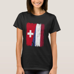 Schweiz Holland Halv Flagga Schweiz Holländskt Kul T Shirt