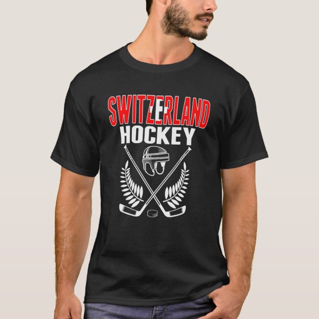Schweiz Ice Hockey Swiss Hockey Team Suppo T Shirt (Framsida)
