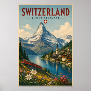 Schweiz Illustration Resa Konst Vintage Poster