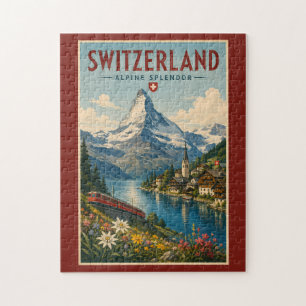 Schweiz Illustration Resa Konst Vintage Pussel