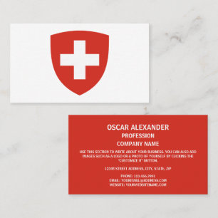 Schweiz Jacka av Arm, Flagga av Schweiz Visitkort