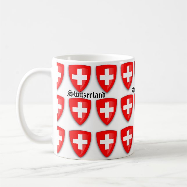 Schweiz jackande arm Swiss Text Souvenir Kaffemugg (Vänster)