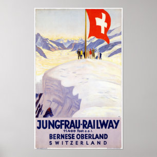 Schweiz Jungfrau-järnvägen Vintage affisch